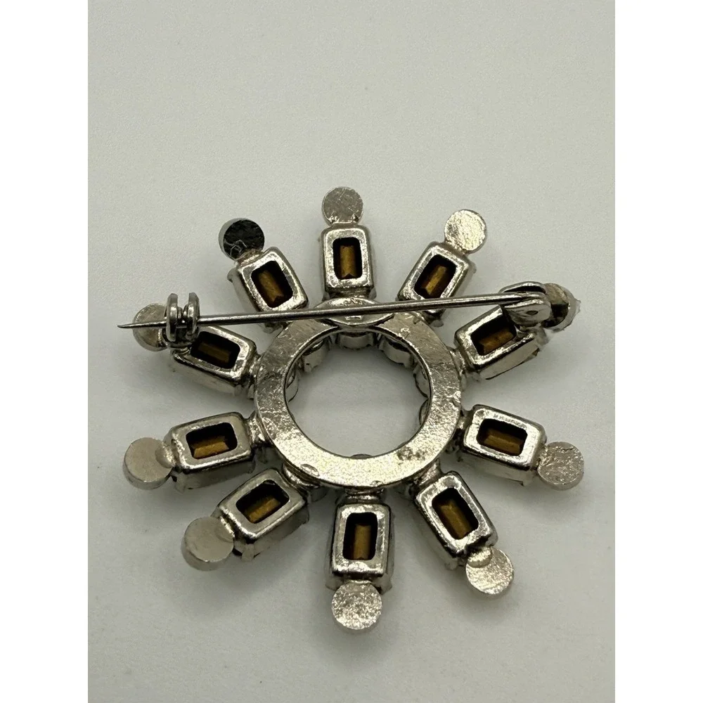 Schoffel Austria Brooch Clear Crystal Starburst Wreath READ